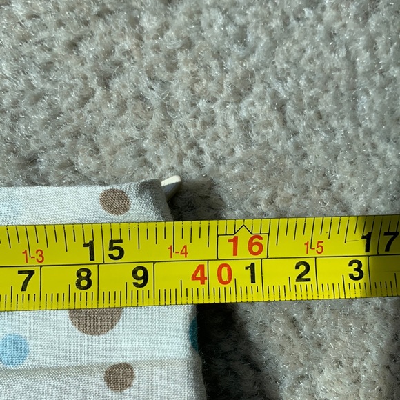 Hot Sauce Cream with Turquoise and Brown Polka Dots Cotton Skirt Size L - Picture 5 of 6